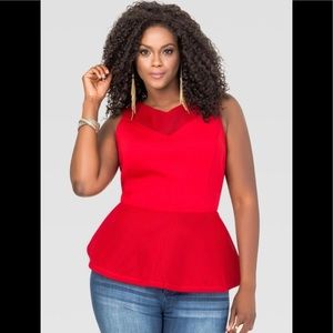 MESH NEOPRENE PEPLUM TOP